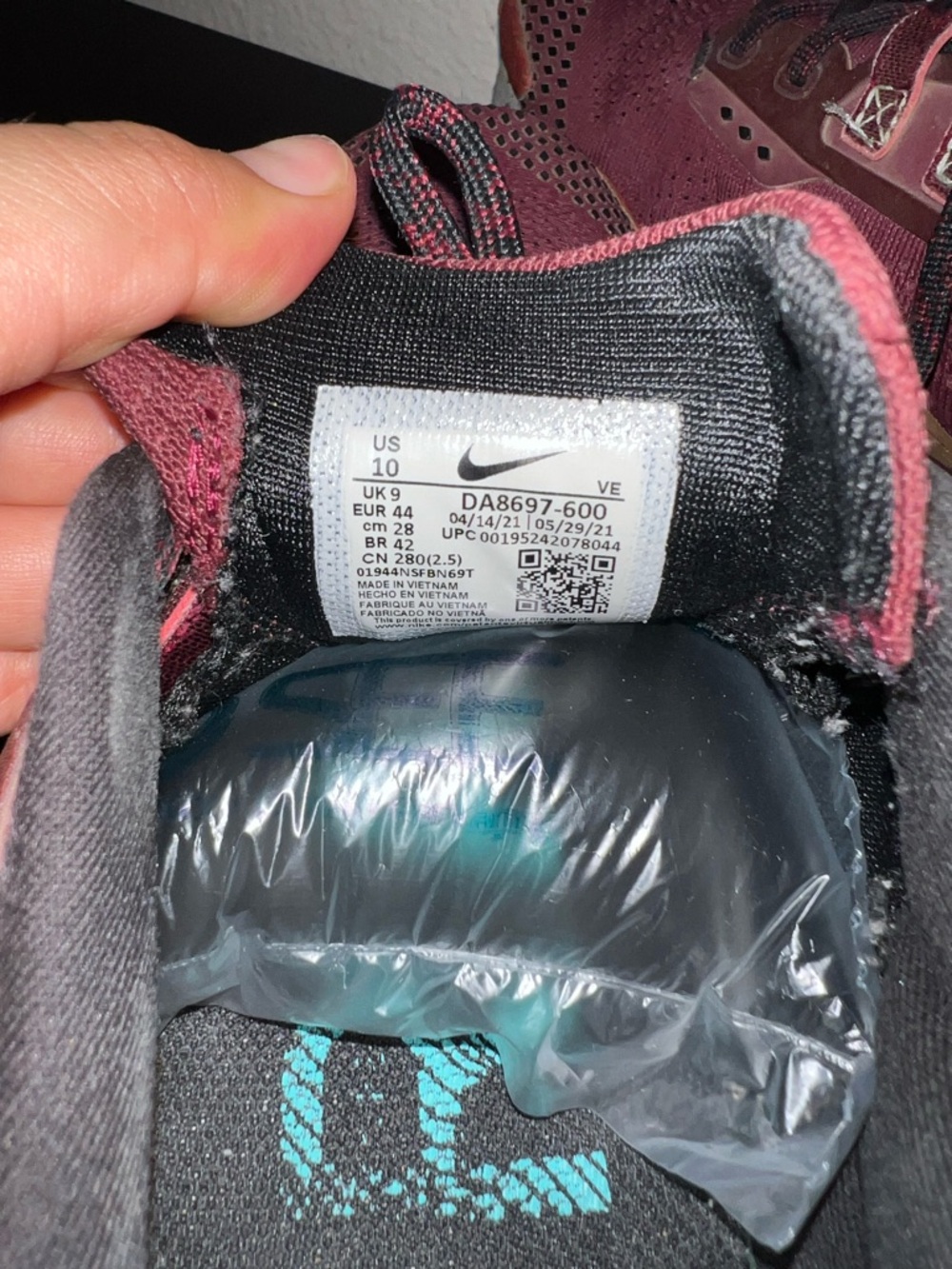 Nike Pegasus Trail 3 trail running shoes in the "Dark Beetroot" Size 10 - Picture 4 of 6